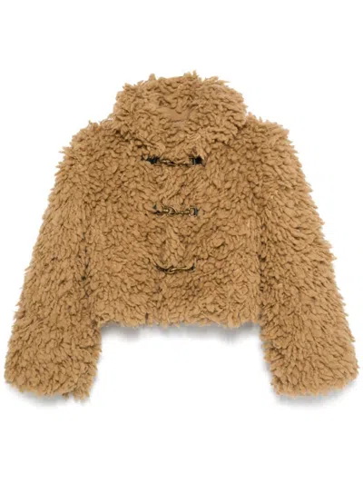 BURBERRY SHEARLING JACKET - WOMEN'S - WOOL/COTTON/VISCOSE/POLYESTER