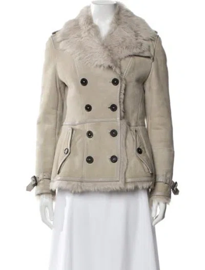 Pre-owned Burberry Shearling Jacket In Neutral