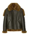 Burberry Shearling Leather Aviator Jacket In Black