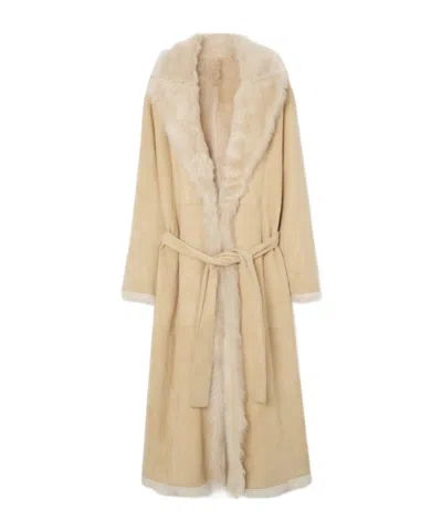 Burberry Shearling Lemsford Coat In Neutral