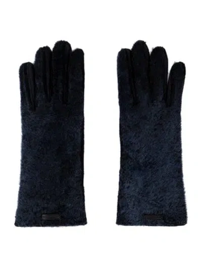 Pre-owned Burberry Shearling Monochromatic Winter Gloves In Blue