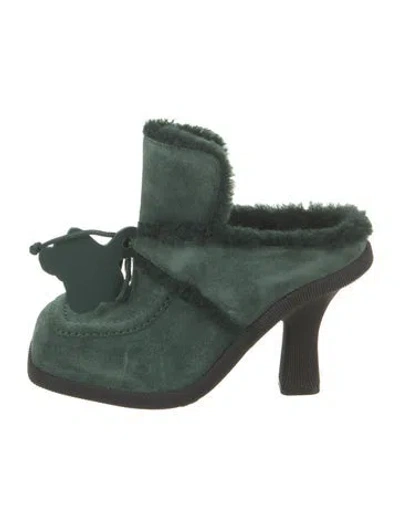 Pre-owned Burberry Shearling Mules In Green