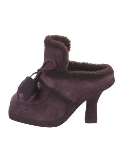 Pre-owned Burberry Shearling Mules In Purple