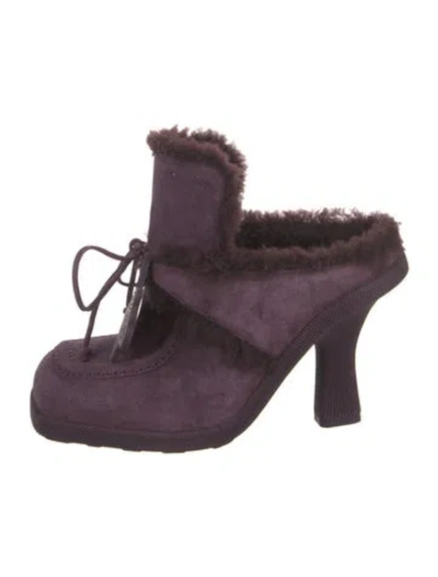 Pre-owned Burberry Shearling Mules In Purple