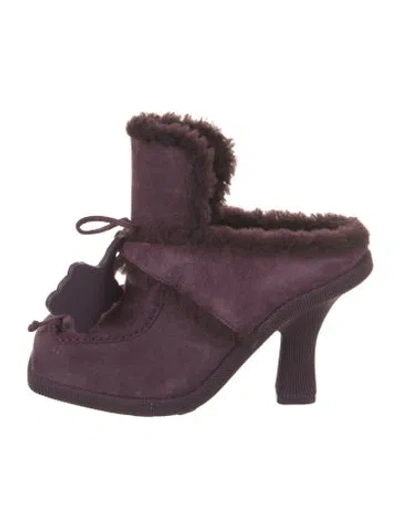 Pre-owned Burberry Shearling Mules In Purple