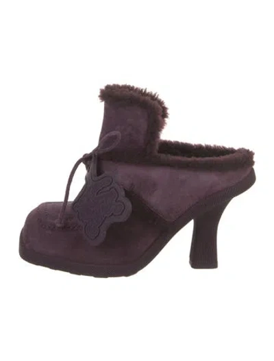 Pre-owned Burberry Shearling Mules In Purple