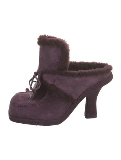 Pre-owned Burberry Shearling Mules In Purple