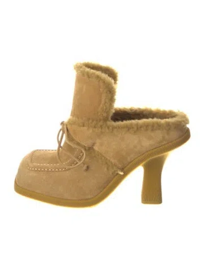 Pre-owned Burberry Shearling Mules W/ Tags In Neutral