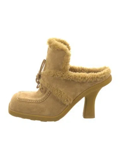 Pre-owned Burberry Shearling Mules In Yellow