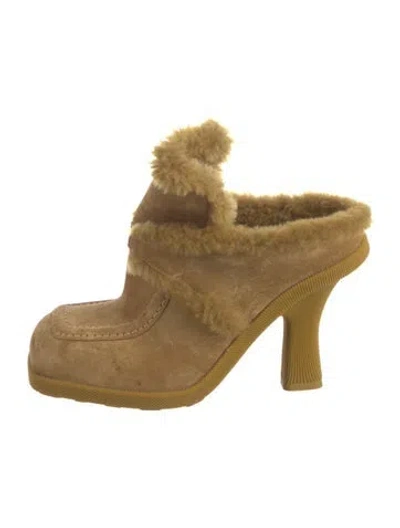 Pre-owned Burberry Shearling Mules In Yellow