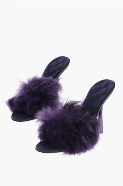 Burberry Shearling Sandals With Covered Heel 11cm In Purple