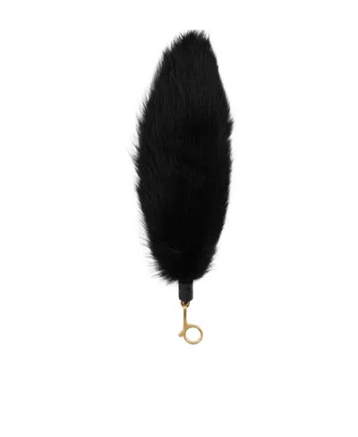 Burberry Shearling Sheepskin Keyring In Black