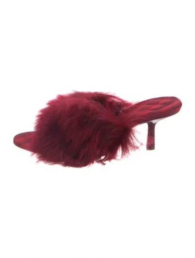 Pre-owned Burberry Shearling Slides In Burgundy