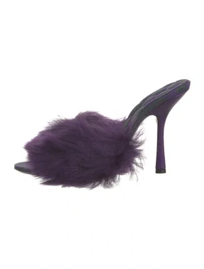 Pre-owned Burberry Shearling Slides In Purple