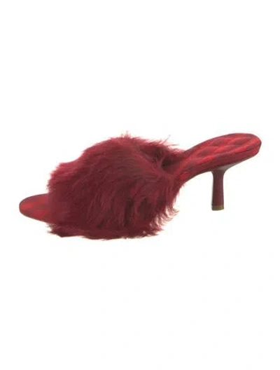 Pre-owned Burberry Shearling Slides In Red
