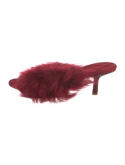 Pre-owned Burberry Shearling Slides In Red