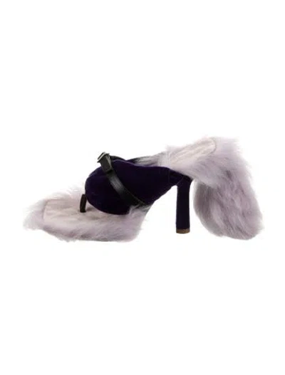 Pre-owned Burberry Shearling Slides W/ Tags In Purple