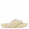 Burberry Shearling Thong-strap Sandals In Vanilla