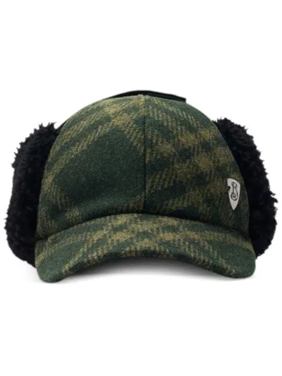 BURBERRY SHEARLING-TRIM CORDUROY CAP