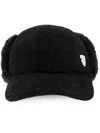 Burberry Shearling-trim Corduroy Trapper Cap In Schwarz