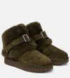 Burberry Shearling-trimmed Suede Ankle Boots In Grey