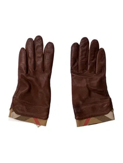 Pre-owned Burberry Sheep Leather Gloves In Brown