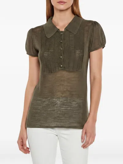 Pre-owned Burberry Sheer Knitted Polo Shirt In Green