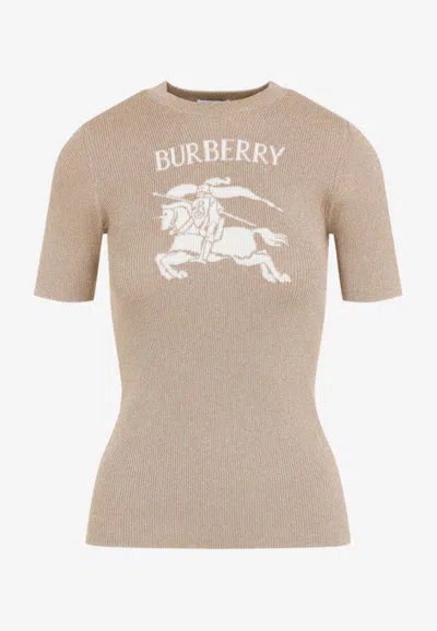 Burberry Sheila Intarsia Knit Ekd Top In White