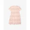 Burberry Girl's Rose Check Smocked Poplin Cap-sleeve Dress In Pink