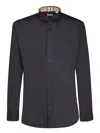 Burberry Sherfield Equestrian Knight Stretch Cotton Poplin Button-up Shirt In Black