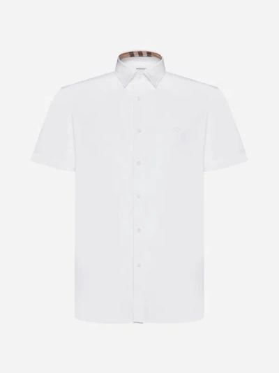 Burberry Logo-embroidered Cotton Shirt In White