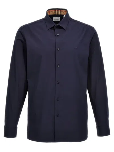 Burberry Equestrian Knight Long-sleeve Shirt In Blue