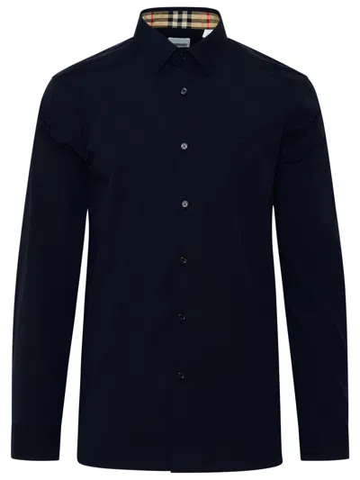 Burberry Logo-embroidered Cotton-blend Shirt In Black