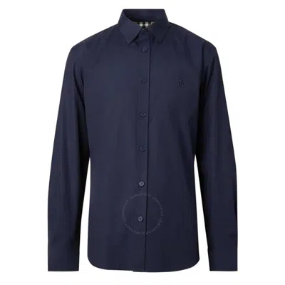 Burberry Sherwood Monogram Motif Poplin Shirt In Blue