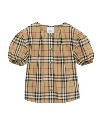 Burberry Sheryl Button-up Puff-sleeve Blouse In Nude