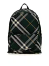 Burberry Check Pattern Shield Backpack With Front Zip In Green