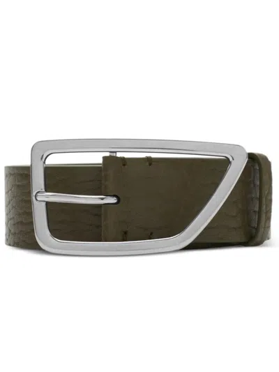 Burberry Leather Shield Belt In Green
