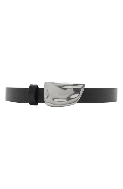 Burberry Shield Buckle Leather Belt In Black
