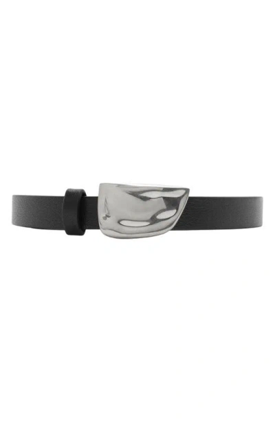 Burberry Shield Leather Belt In Black