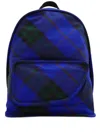 Burberry Shield Checkered Backpack In Blue