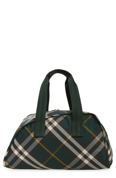 Burberry Shield Check Nylon Duffle Bag In Green