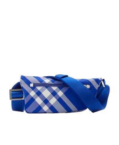 Burberry Shield Check-pattern Messenger Bag In Blue