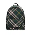 Burberry Check Pattern Shield Backpack With Front Zip In Green
