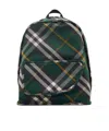 Burberry Check Pattern Shield Backpack With Front Zip In Black