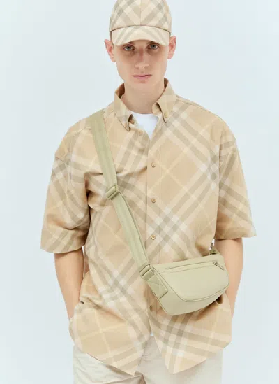 Burberry Shield Crossbody Bag In Khaki