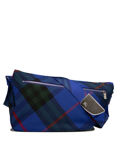 Burberry Shield Crossbody Bags In Blue