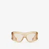 Burberry 138mm Irregular Shield Sunglasses In Light Beige