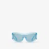 Burberry 138mm Irregular Shield Sunglasses In Pale Blue
