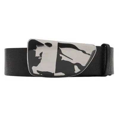 Burberry Shield Ekd Buckle Leather Belt In Black