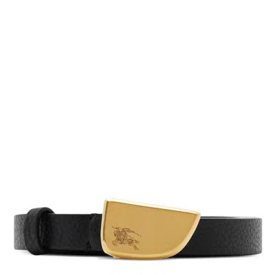 Burberry Shield Ekd Leather Belt In Black